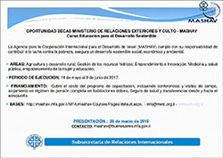 OPORTUNIDAD BECAS MINISTERIO DE RELACIONES EXTERIORES Y CULTO - MASHAV